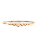 Graduated 18K Rose Gold Bead Bracelet with White Diamonds