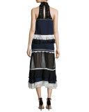 Tiered Fringe Sleeveless Silk Top