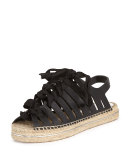 Gemma Leather Espadrille Sandal, Black