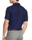 Solid Short-Sleeve Sport Shirt, Navy