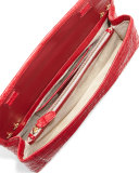 Gotham Crocodile Flap Clutch Bag, Red Matte