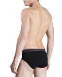Stretch-Cotton Midi Briefs, Black/White
