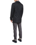 Bicolor Striped Long-Sleeve Sport Shirt, Blue