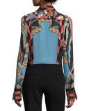 Montagne-Print Macrame Blouse, Nero