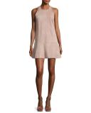 Amedia Suede Sleeveless Mini Dress, Blush