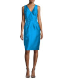 Sleeveless Floral Applique Sheath Cocktail Dress 