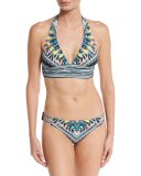 Warrior Halter Swim Top, Deep Lake Multi