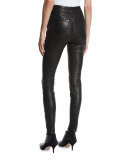 Natasha Sky High Leather Skinny Pants, Black