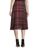 Tied Tartan Plaid Skirt, Red