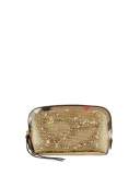 Sequin Zip-Around Cosmetics Pouch, Gold