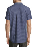 Tuscumbia Striped Short-Sleeve Sport Shirt, Indigo
