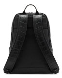 Duke Luxus Men's Crocodile-Embossed Medium Backpack, Black