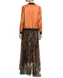 Sleeveless Enamel Glitter Maxi Dress, Copper