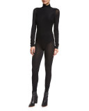 Full-Length Turtleneck Bodysuit, Black