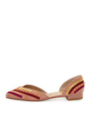 Sugardots Embellished Suede d'Orsay Flat, Naked