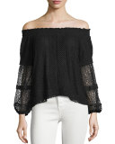 Vita Off-The-Shoulder Lace Top, Black