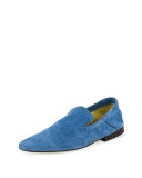 Andrea Suede Fold-Down Loafer, Aquamarine