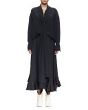Flounce-Hem Midi Skirt, Black
