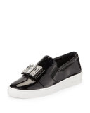 Michelle Faux-Patent Jewel Sneaker, Black
