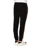 Track-Stripe Drawstring Sweatpants, Black