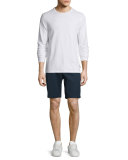 Striped Long-Sleeve Slub Tee, White