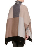 Patchwork One-Button Poncho, Multi Colors