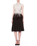 Sleeveless Lace Blouse with Feather Trim
