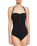 Bright Like A Diamond Sequined Bandeau One-Piece Swimsuit, Black