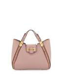 Sedgwick Mini Double-Zip Leather Tote Bag, Blush Nude