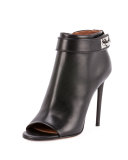 Shark-Lock Open-Toe Bootie, Black
