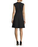 Emna Sleeveless Zip-Front Dress, Black