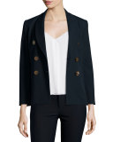 Double-Breasted Cotton-Blend Jacket, Midnight