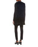 Jill Long Ribbon-Tie Rabbit Fur Vest, Stargazer/Black
