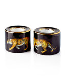 Tiger Black Tea Light Holders, Set of 2