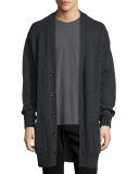 Long Heathered V-Neck Cardigan