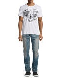 Faded Straight-Leg Denim Jeans, Light Blue