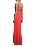 Sleeveless V-Neck Gown W/Cutouts, Bright Red