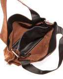 Duplex Suede Satchel Bag, Saddle