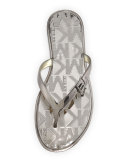 Emory Buckle Flat Thong Sandal, Gunmetal