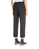 Drawstring Cropped Pants, Anthracite