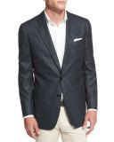Hawthorne Windowpane Two-Button Sport Coat, Royal Emerald