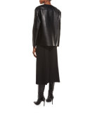 Murphy Zip-Front Leather Jacket, Black