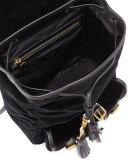 Festival Small Velvet Backpack, Black