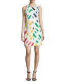 Sleeveless Couture Brushstroke Mini Dress, Multi Colors