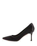 Torin Perforated Pointed-Toe Pump, Black