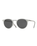 Elias Round Monochromatic Sunglasses, Gray