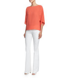 3/4-Sleeve Bateau-Neck Top, Persimmon
