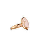 18K Rose Quartz & Diamond Flower Ring, Size 7