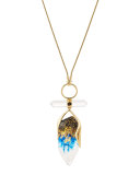 Faceted Rock Crystal Pendant Necklace, Indigo/Ink/Clear