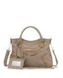 Edge Town AJ Goatskin Satchel Bag, Taupe